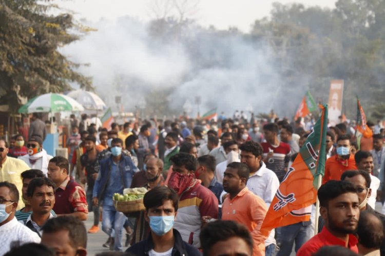 BJP alleges party worker killed as police lathicharge, use teargas during Siliguri protest march